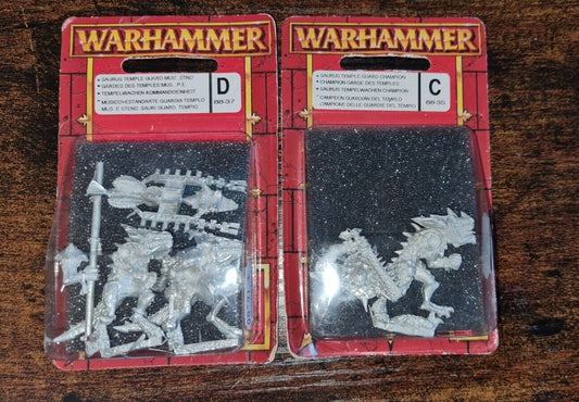 Warhammer Lizardmen Seraphon Temple Guard Champion And Command Metal Blisters.