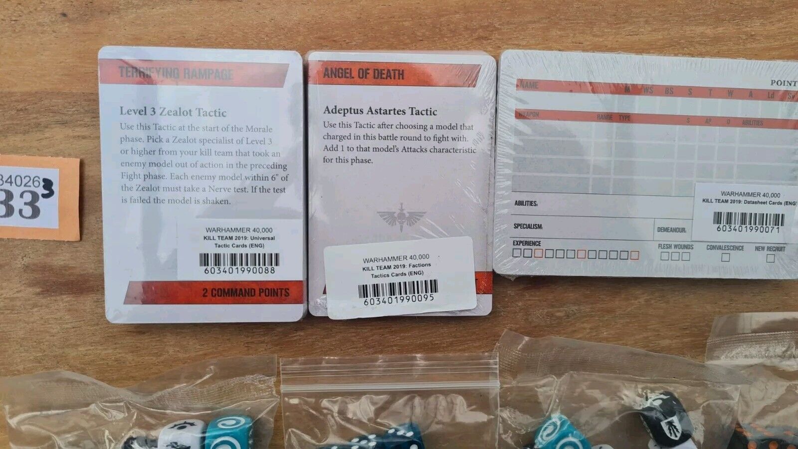 Warhammer Kill Team Dice And Tactic Cards