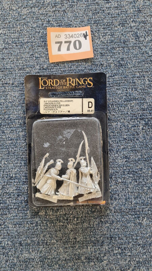 Warhammer Lotr Elf Spearmen(fellowship) Metal Blister Pack