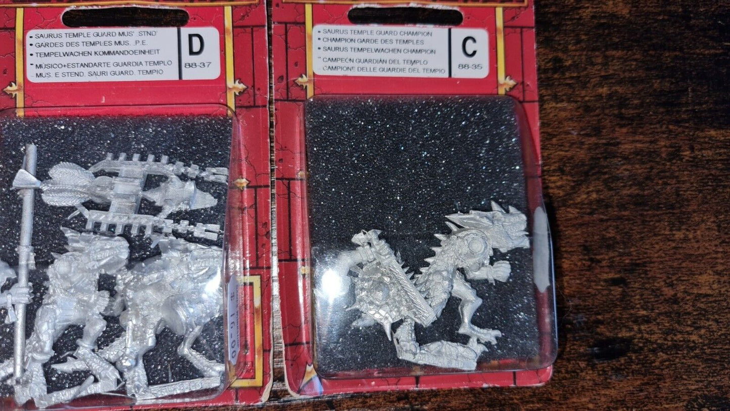 Warhammer Lizardmen Seraphon Temple Guard Champion And Command Metal Blisters.