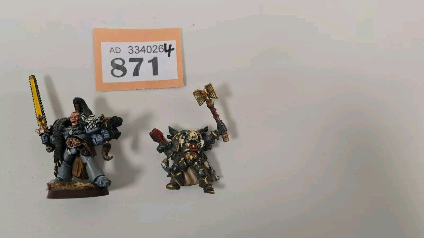 Warhammer 40k Ragnar Blackmane + Chaplain Nicely Painted Metal