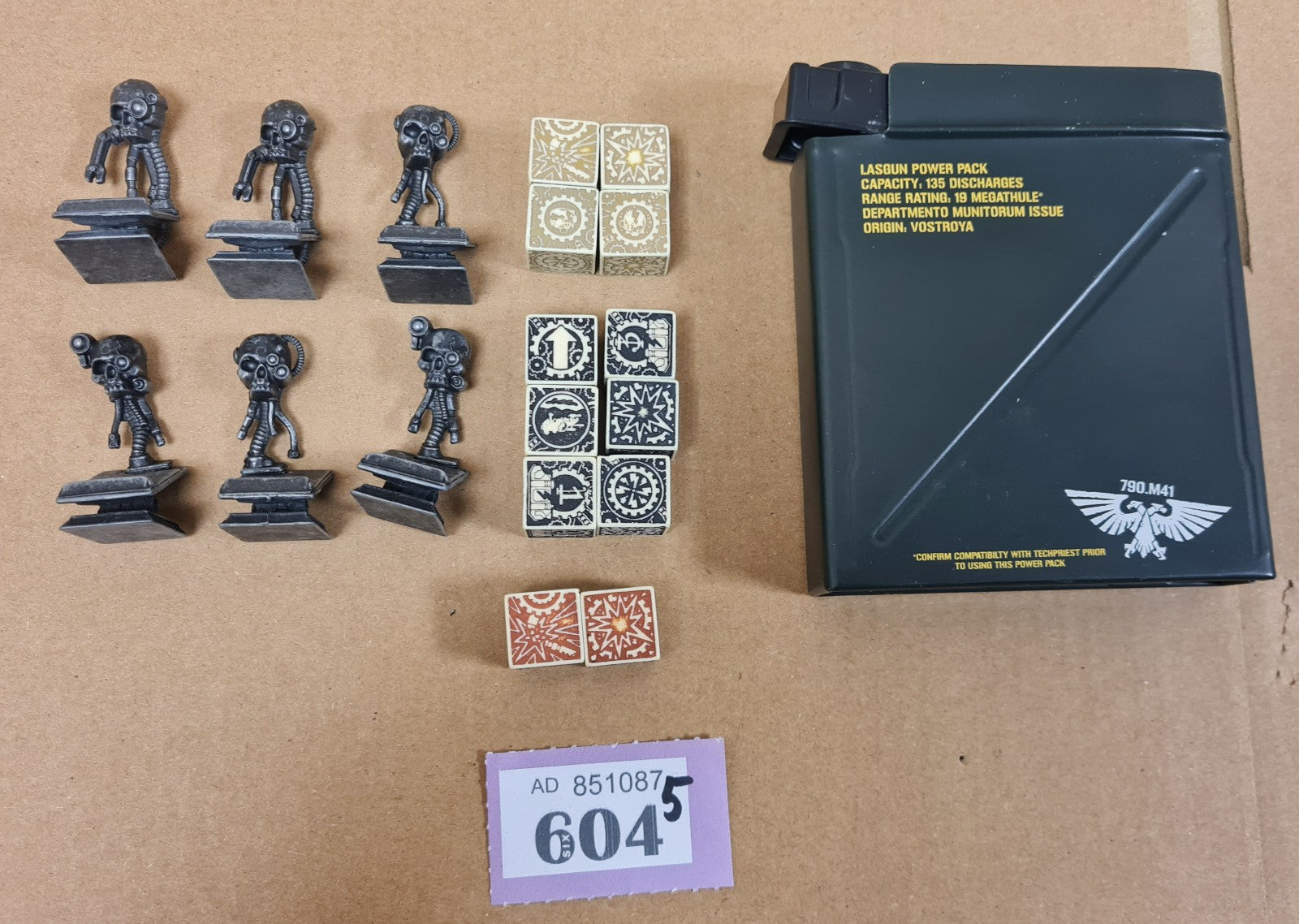 warhammer 40k las gun power pack munitorum vehicle markers and dice